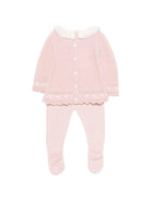 Set maglioncino e pantaloni per neonata Paz Rodriguez rosa con colletto in pizzo - Rubino Kids