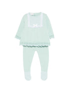 Set maglioncino e pantaloni per neonati Paz Rodriguez verde con dettaglio fiocco - Rubino Kids