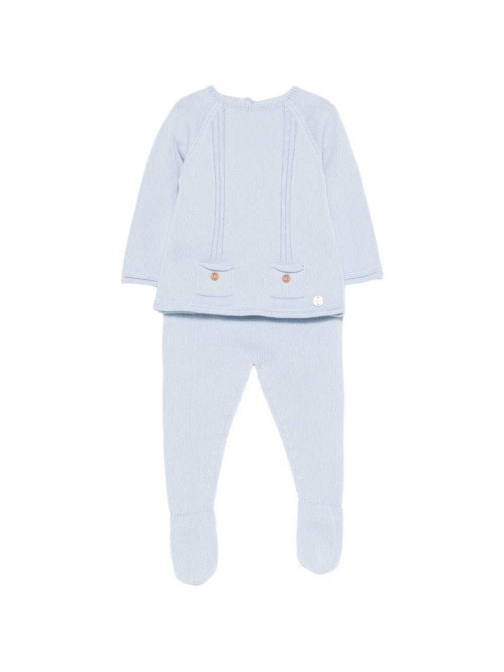Set maglioncino e pantaloni per neonato Paz Rodriguez azzurro lavorato a maglia - Rubino Kids