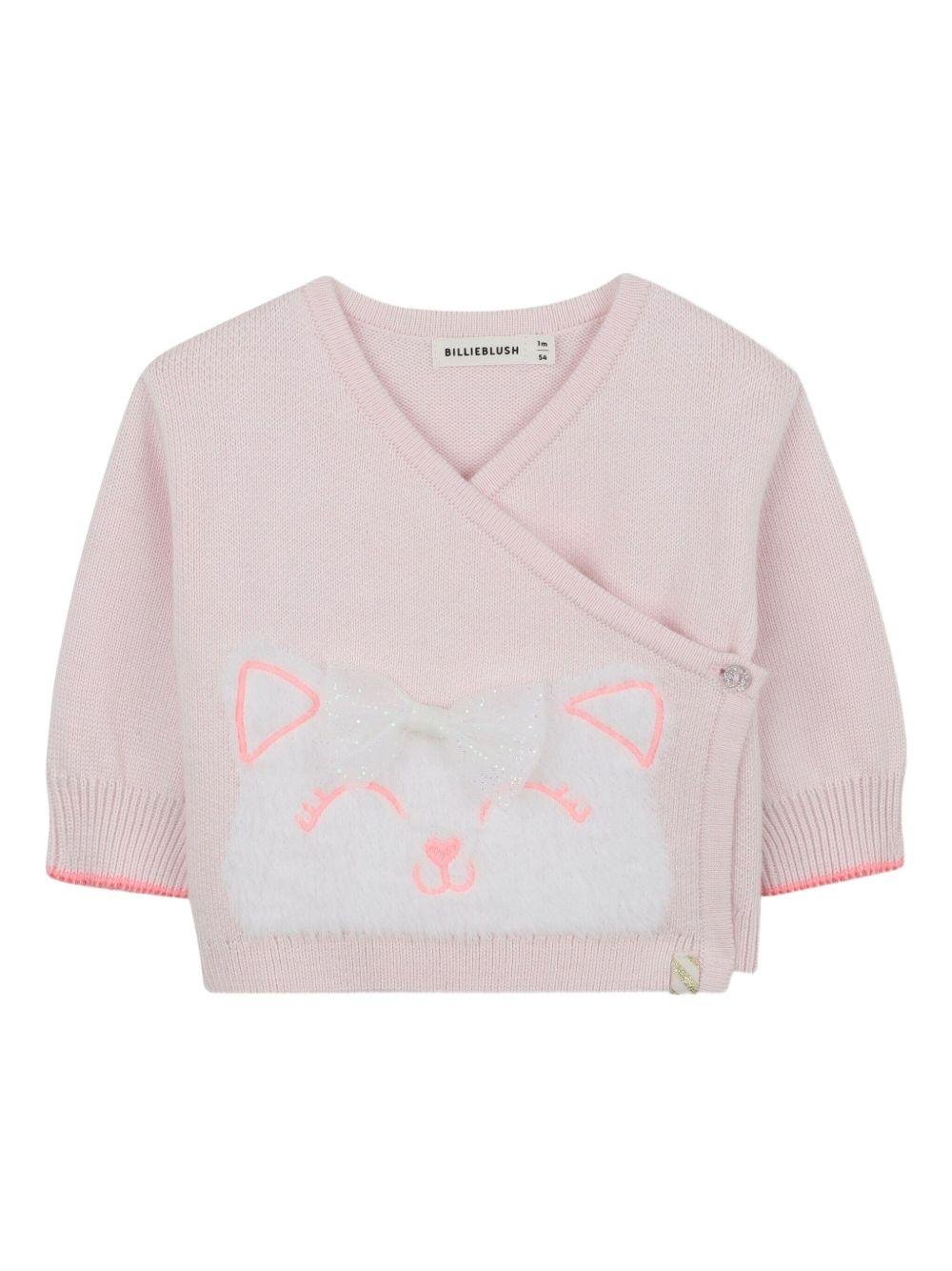 Set maglione e leggins per neonata Billieblush rosa con ricamo gatto - Rubino Kids
