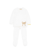 Set maglione e pantaloni per neonata Gensami Kids bianco con decorazione con paillettes - Rubino Kids