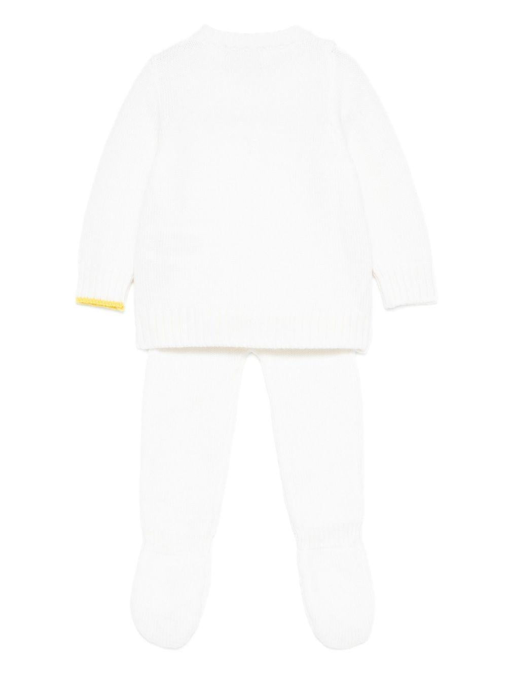 Set maglione e pantaloni per neonata Gensami Kids bianco con decorazione con paillettes - Rubino Kids