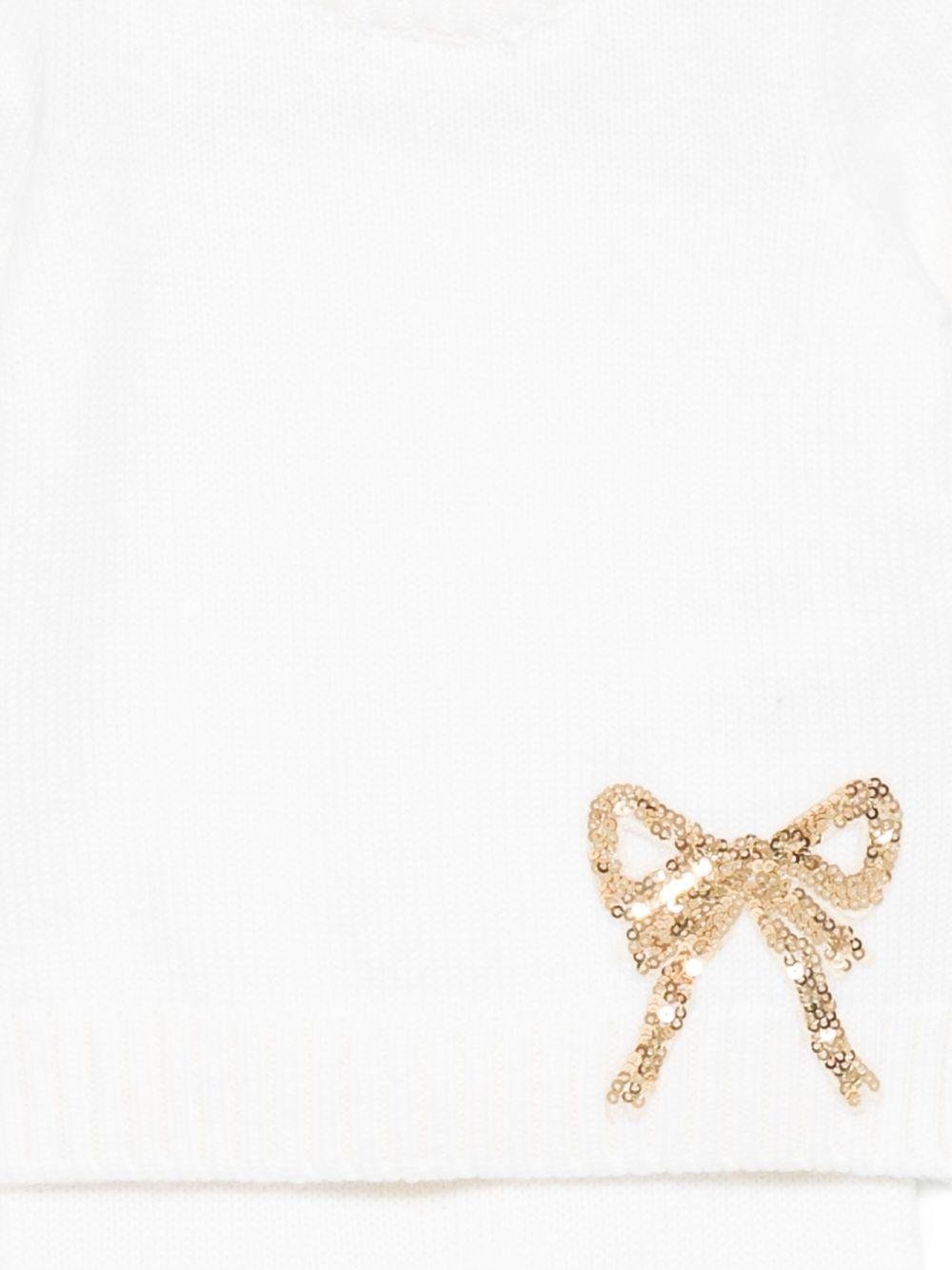 Set maglione e pantaloni per neonata Gensami Kids bianco con decorazione con paillettes - Rubino Kids