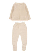 Set maglione e pantaloni per neonata Paz Rodriguez beige con bordo in pizzo - Rubino Kids