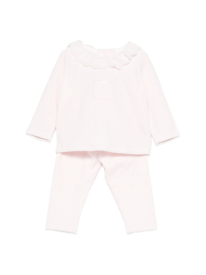 Tartine Et Chocolat pink ribbed sweater and trousers set for baby girls
