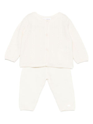 Tartine Et Chocolat white sweater and trousers set for newborns with ribbed trims