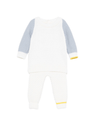 Set maglione e pantaloni per neonato Gensami Kids bianco con inserti grigi - Rubino Kids