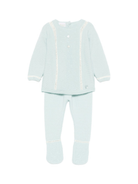 Set maglione e pantaloni per neonato Paz Rodríguez azzurro con bordo in pizzo - Rubino Kids