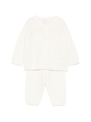 Tartine Et Chocolate white sweater and trousers set for newborns with elastic waistband