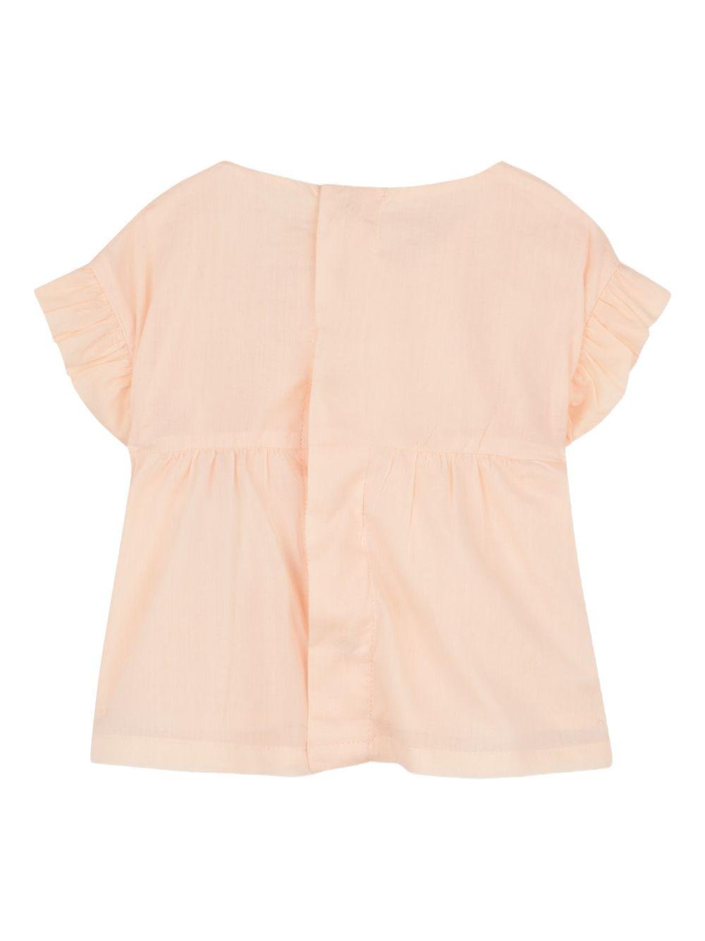 Set neonata Chloé Kids arancione pesca con ricamo e ruches - Rubino Kids