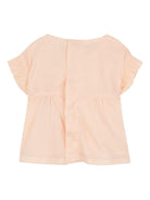 Set neonata Chloé Kids arancione pesca con ricamo e ruches - Rubino Kids