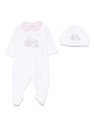 Set neonata Monnalisa bianco con stampa a fiori sul davanti - Rubino Kids