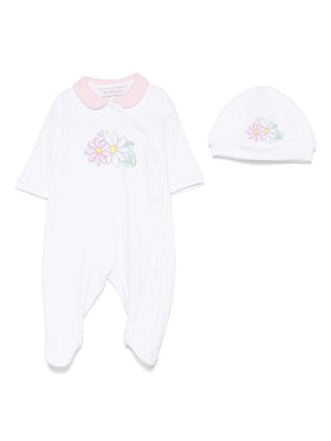 Monnalisa white baby girl set with floral print on the front