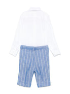 Set pantaloncini e maglietta a righe per bambino Colorichiari bianco con patta frontale - Rubino Kids