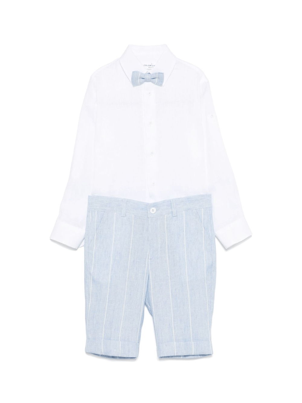 Set pantaloncini e maglietta a righe per bambino Colorichiari bianco con patta frontale - Rubino Kids