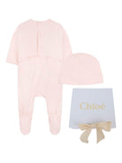 Set per neonata Chloé Kids rosa con logo ricamato - Rubino Kids
