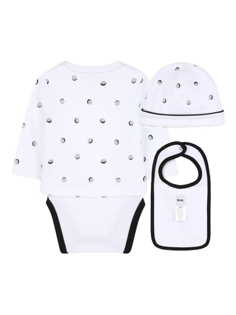 Set per neonato Boss kidswear bianco con stampa logo all - over - Rubino Kids