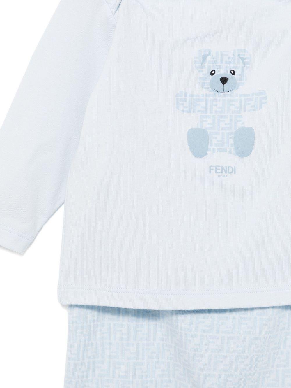 Set per neonato Fendi Kids azzurro con logo - Rubino Kids