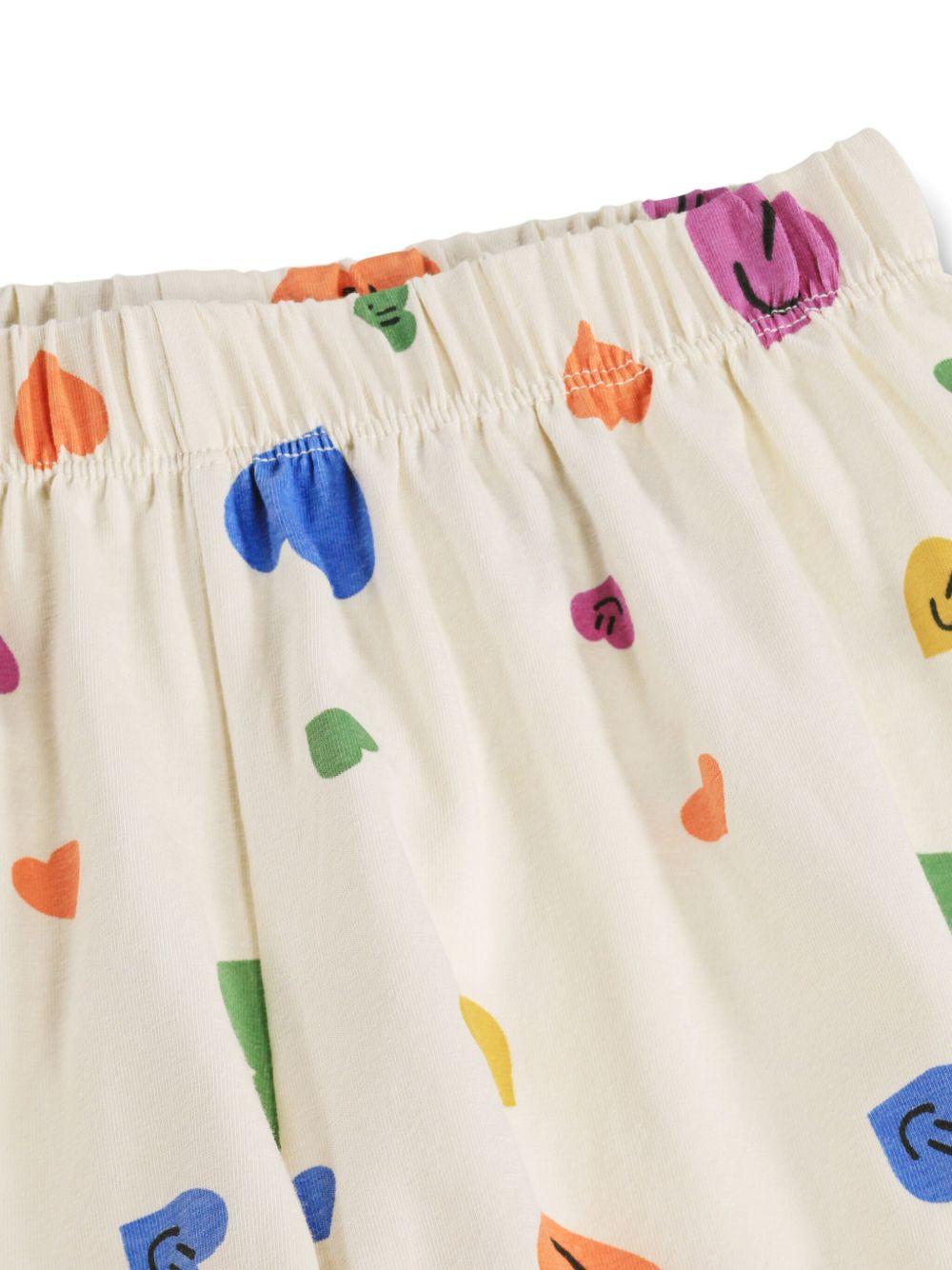 Set Pigiama Luvis due pezzi per bambina Molo bianco con stampa cuori all - over - Rubino Kids