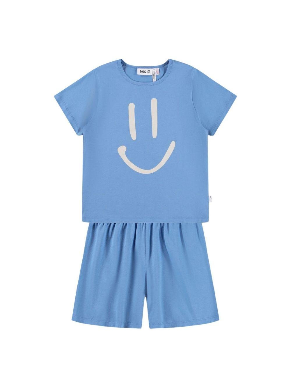 Set pigiama Luvis per bambino Molo azzurra con stampa smile - Rubino Kids