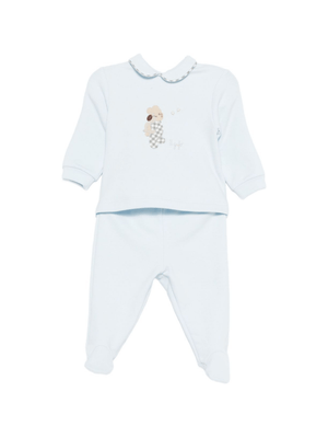 Set pigiama per neonato Il Gufo azzurro con ricami animali sul davanti