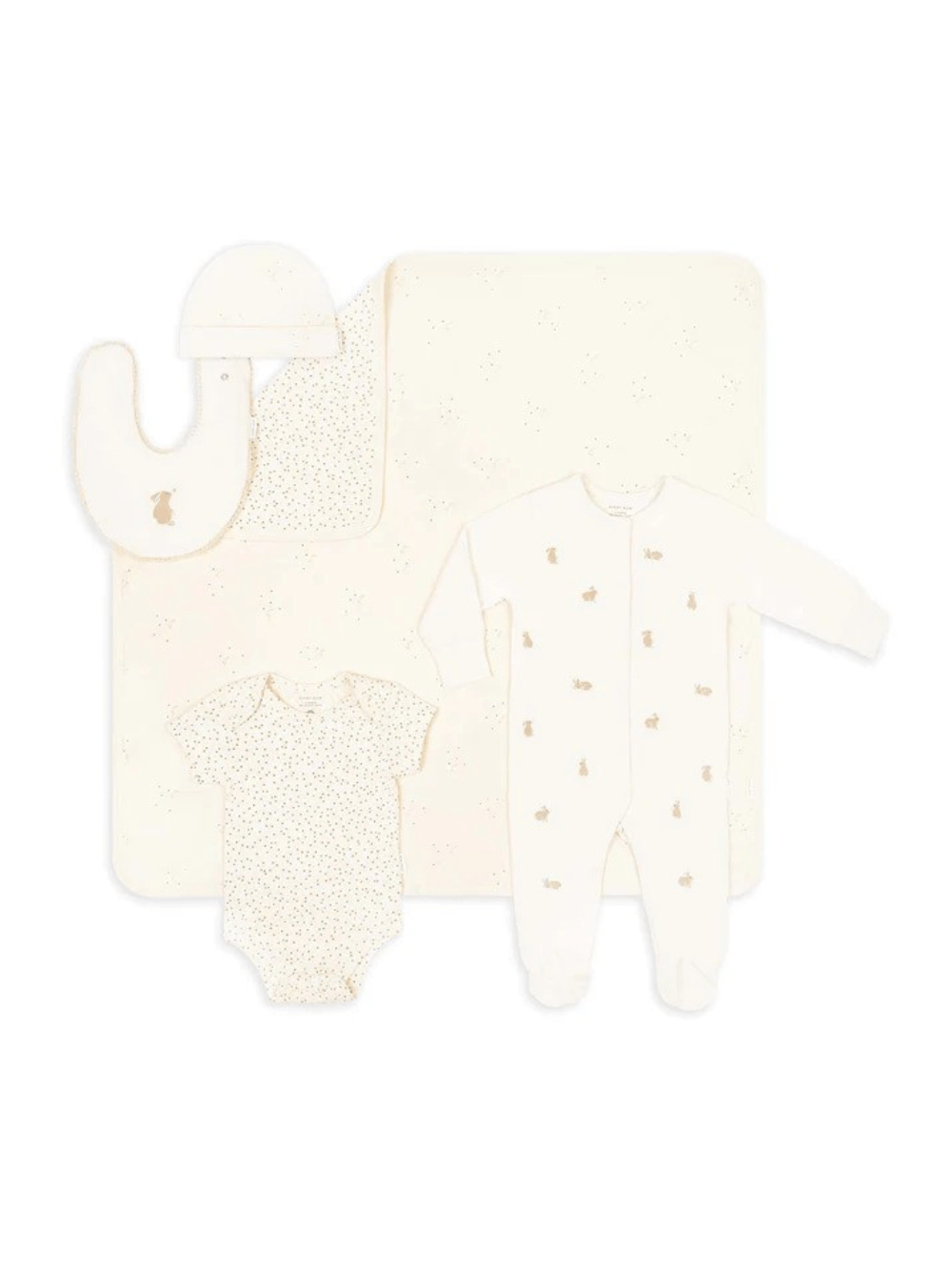 Set regalo per neonati Avery Row beige con stampa coniglietti - Rubino Kids