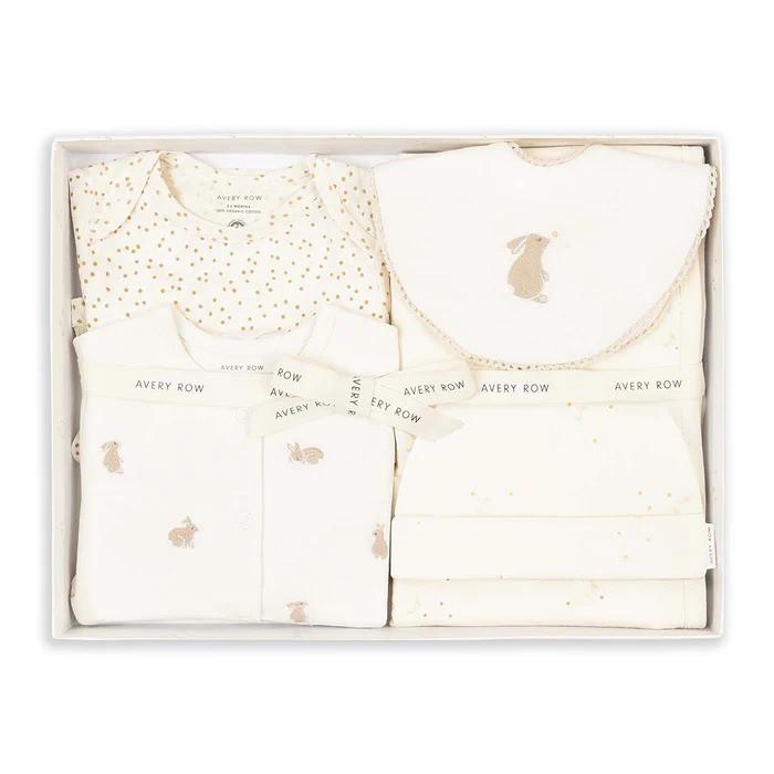 Set regalo per neonati Avery Row beige con stampa coniglietti - Rubino Kids