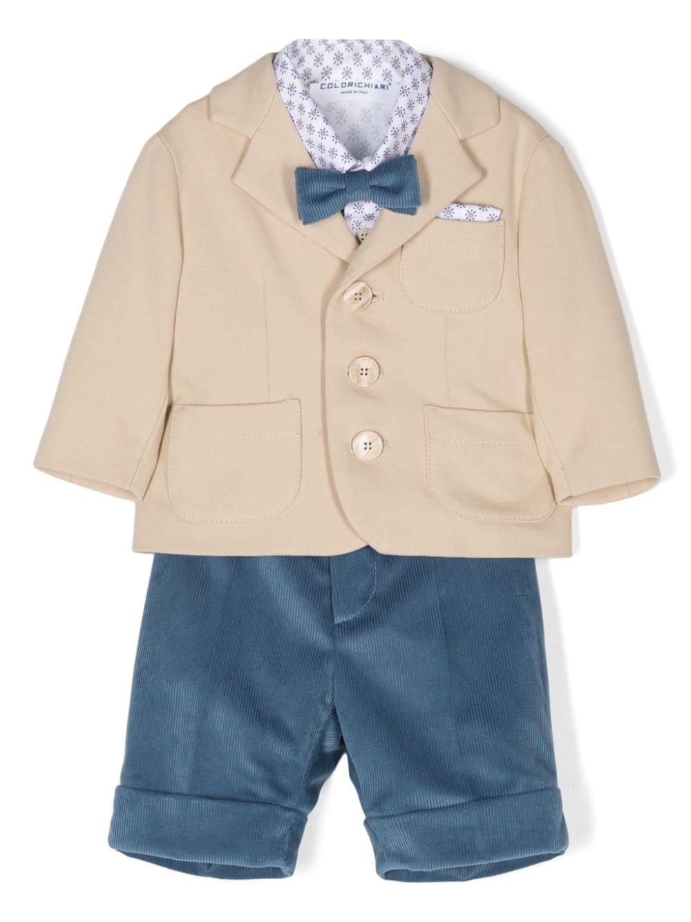 Set shorts con fantasia geometrica per neonato Colorichiari multicolor con maniche lunghe - Rubino Kids