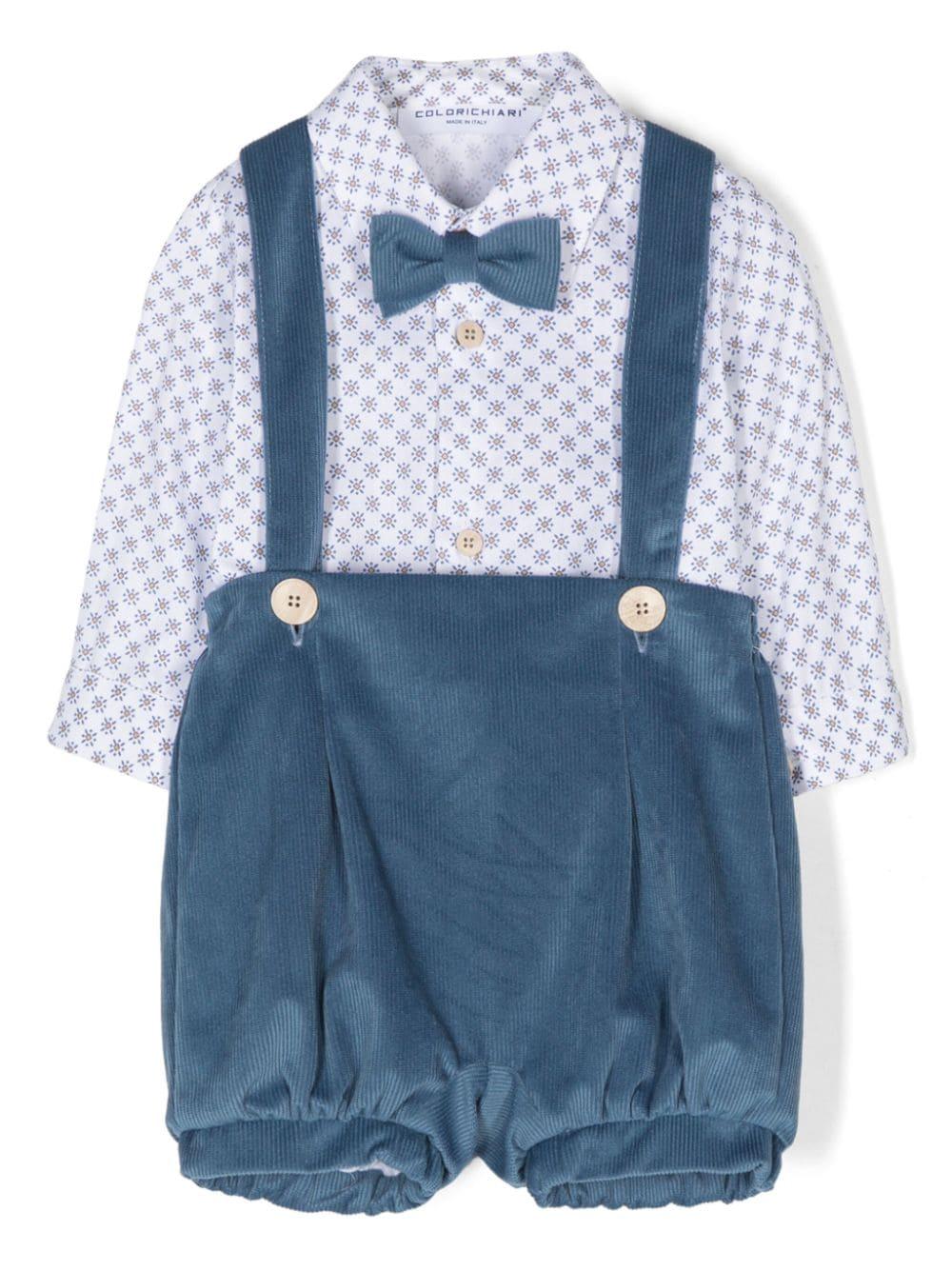 Set shorts con fantasia geometrica per neonato Colorichiari multicolor con orli a coste - Rubino Kids