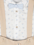 Set shorts con giacca monopetto per neonato Colorichiari beige con tasca applicata sul petto - Rubino Kids