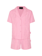 Set shorts per bambina John Richmond Junior rosa con logo jacquard - Rubino Kids