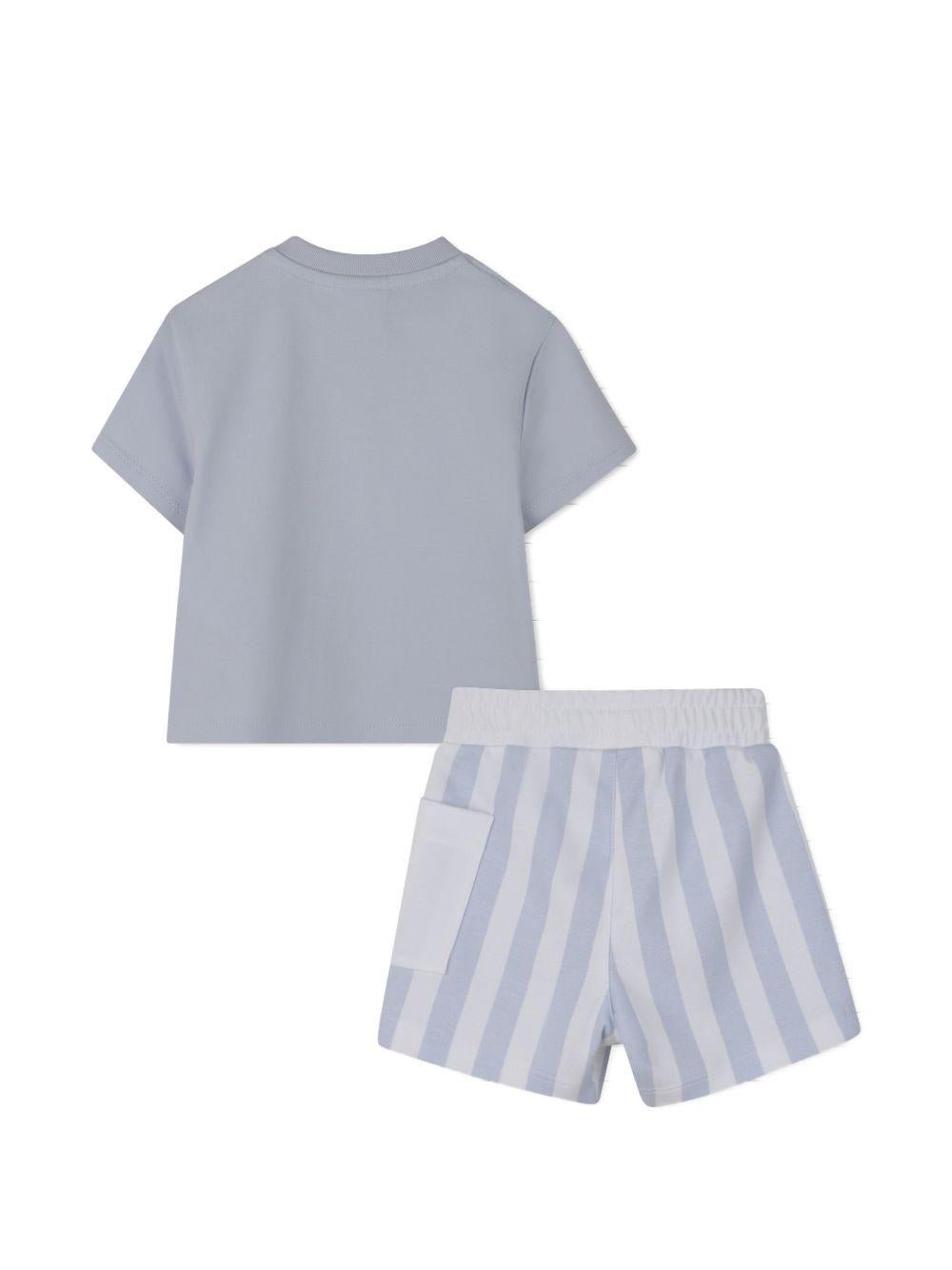 Set t-shirt con shorts per neonato Boss Kids azzurro con motivo a righe - Rubino Kids