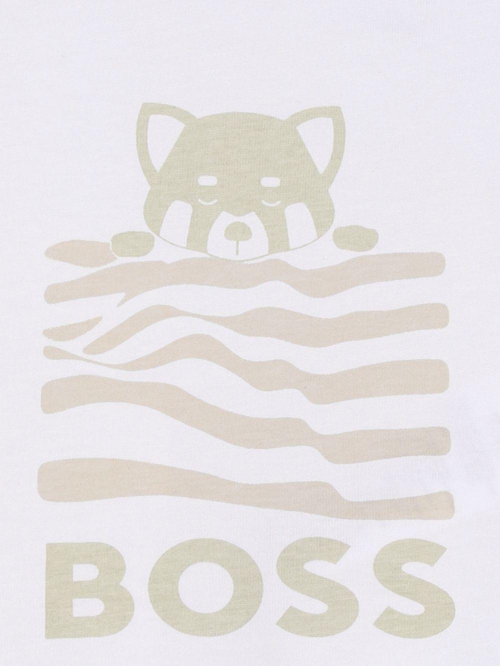 Set t-shirt con shorts per neonato Boss Kids bianco con logo - Rubino Kids