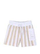 Set t-shirt con shorts per neonato Boss Kids bianco con motivo a righe - Rubino Kids