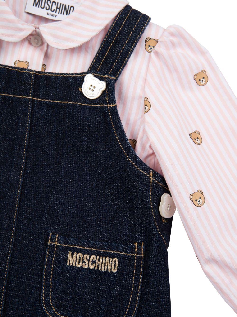 Set t-shirt e abito per neonata Moschino Kids multicolore con stampa orso - Rubino Kids