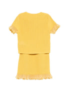 Set t-shirt e gonna Elisabetta Franchi La Mia Bambina giallo con dettagli ruches - Rubino Kids
