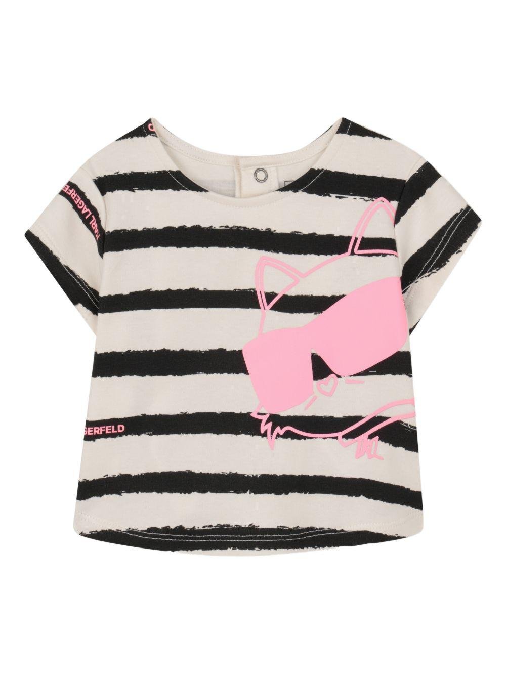 Set t-shirt e gonna per neonata Karl Lagerfeld Kids multicolore con stampa Ikon Choupette - Rubino Kids