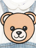 Set t-shirt e gonna per neonata Moschino Kids denim con applicazione Teddy Bear - Rubino Kids