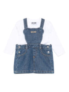 Set t-shirt e gonna per neonata Moschino Kids denim con logo Teddy Bear - Rubino Kids