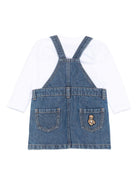 Set t-shirt e gonna per neonata Moschino Kids denim con logo Teddy Bear - Rubino Kids