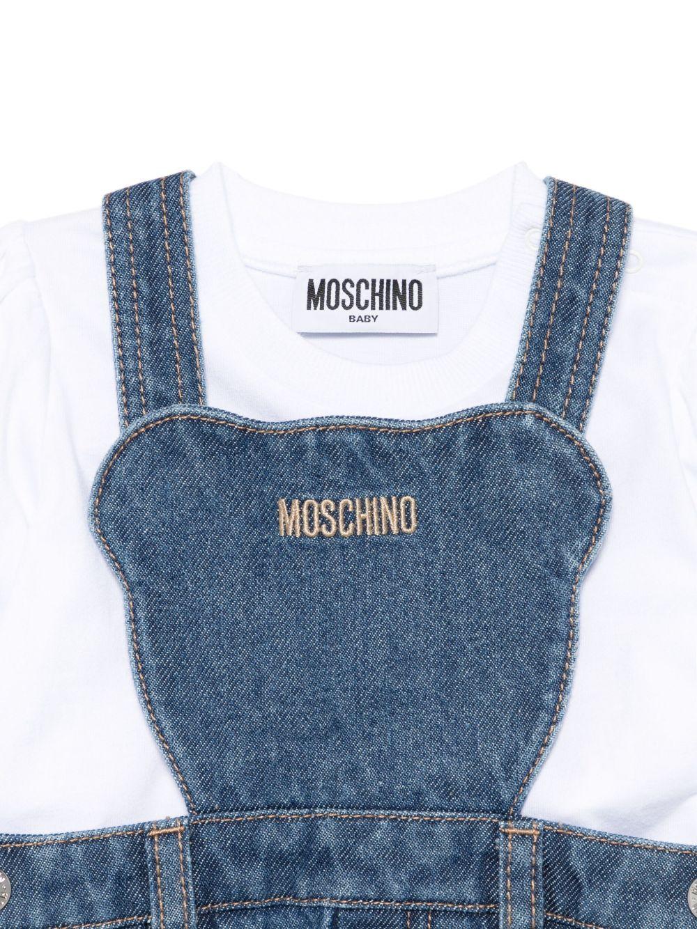 Set t-shirt e gonna per neonata Moschino Kids denim con logo Teddy Bear - Rubino Kids