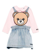 Set t-shirt e gonna per neonata Moschino Kids rosa con applicazione Teddy Bear - Rubino Kids