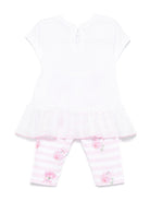 Set t-shirt e leggings per neonata Monnalisa bianco con stampa rosa - Rubino Kids