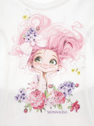 Set t-shirt e pantaloni per bambina Monnalisa Gingham a fiori - Rubino Kids