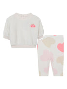 Set T-shirt e pantaloni per neonata Billieblush bianco con stampa a cuori - Rubino Kids