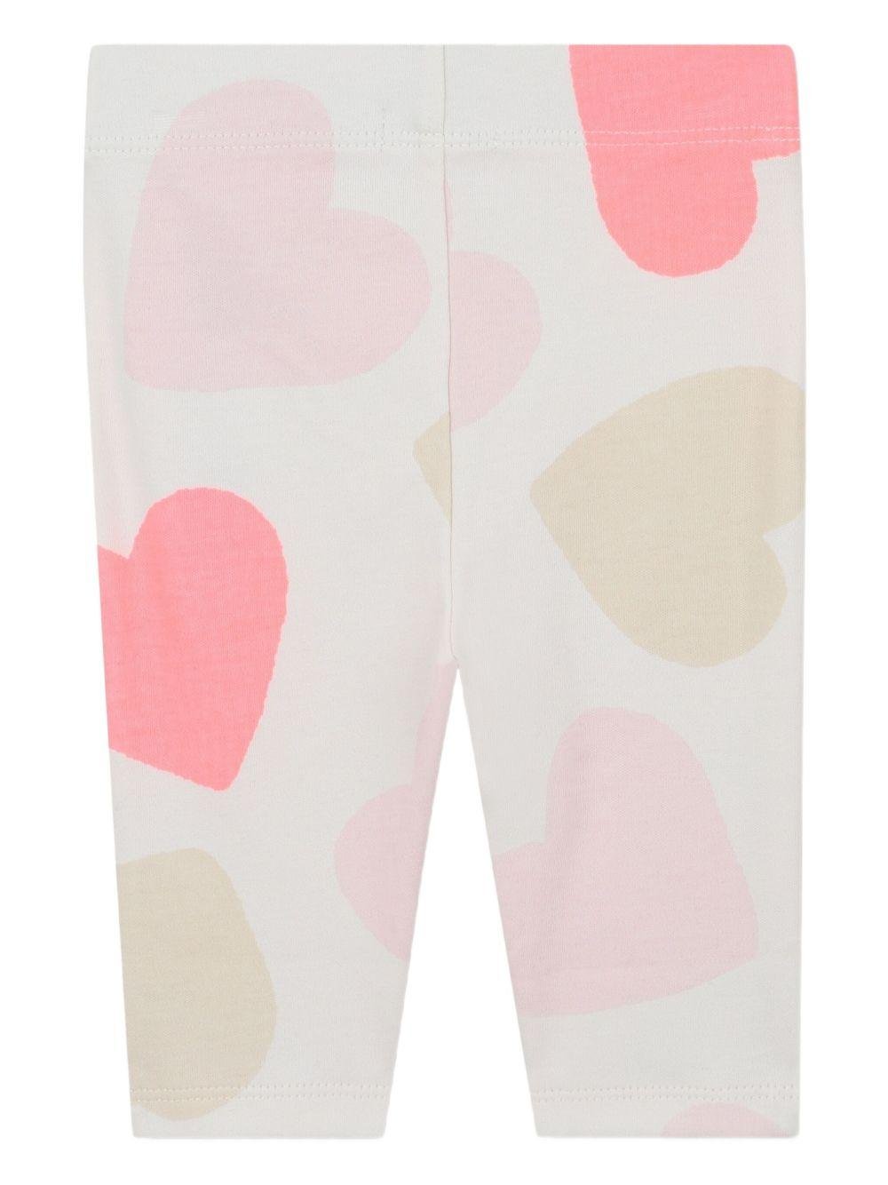 Set T-shirt e pantaloni per neonata Billieblush bianco con stampa a cuori - Rubino Kids