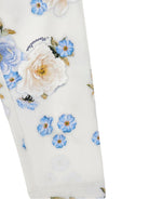 Set t-shirt e pantaloni per neonata Monnalisa bianco con stampa floreale - Rubino Kids