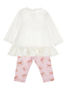 Set t-shirt e pantaloni per neonata Monnalisa bianco con stampa - Rubino Kids