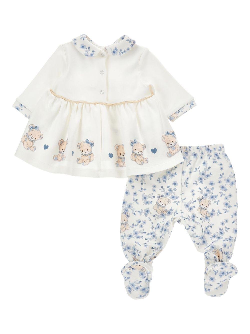 Set t-shirt e pantaloni per neonata Monnalisa multicolore con dettaglio fiocco - Rubino Kids