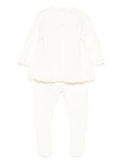 Set t-shirt e pantaloni per neonata Paz Rodríguez bianco con bordi in pizzo - Rubino Kids